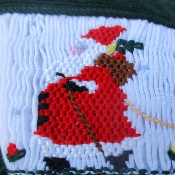 NWT VINTAGE FRIEDKNIT CREATIONS ~ CHRISTMAS SMOCKED DRESS ~ 12 mo. ~ EMBROIDERY - Picture 4 of 6